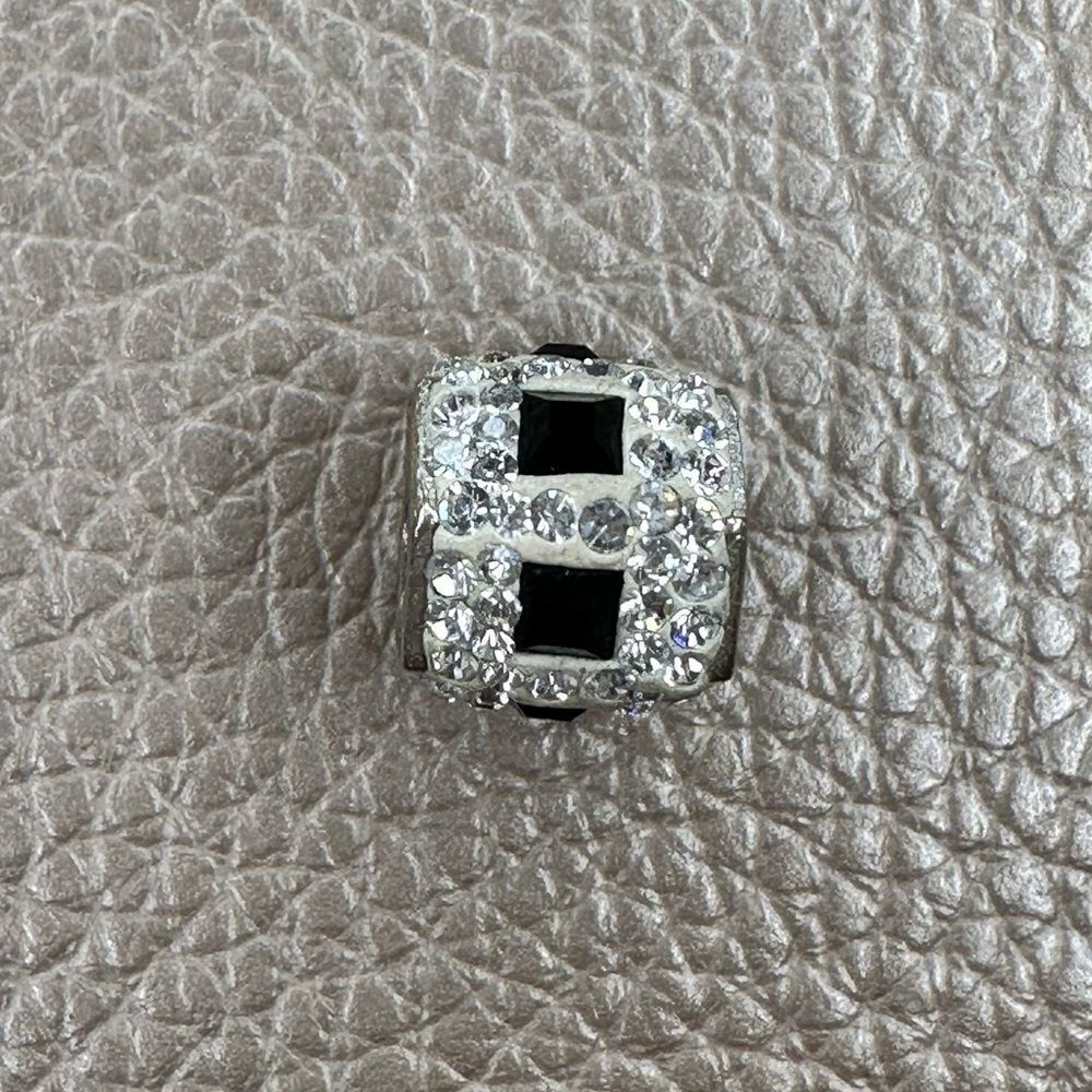 Helzberg Diamonds - White Crystal Black Square Hexagon Charm